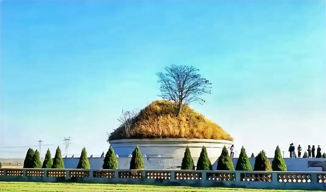 这是清明节期间的冯国璋的墓地。墓地的土包上，还长了两棵小树。