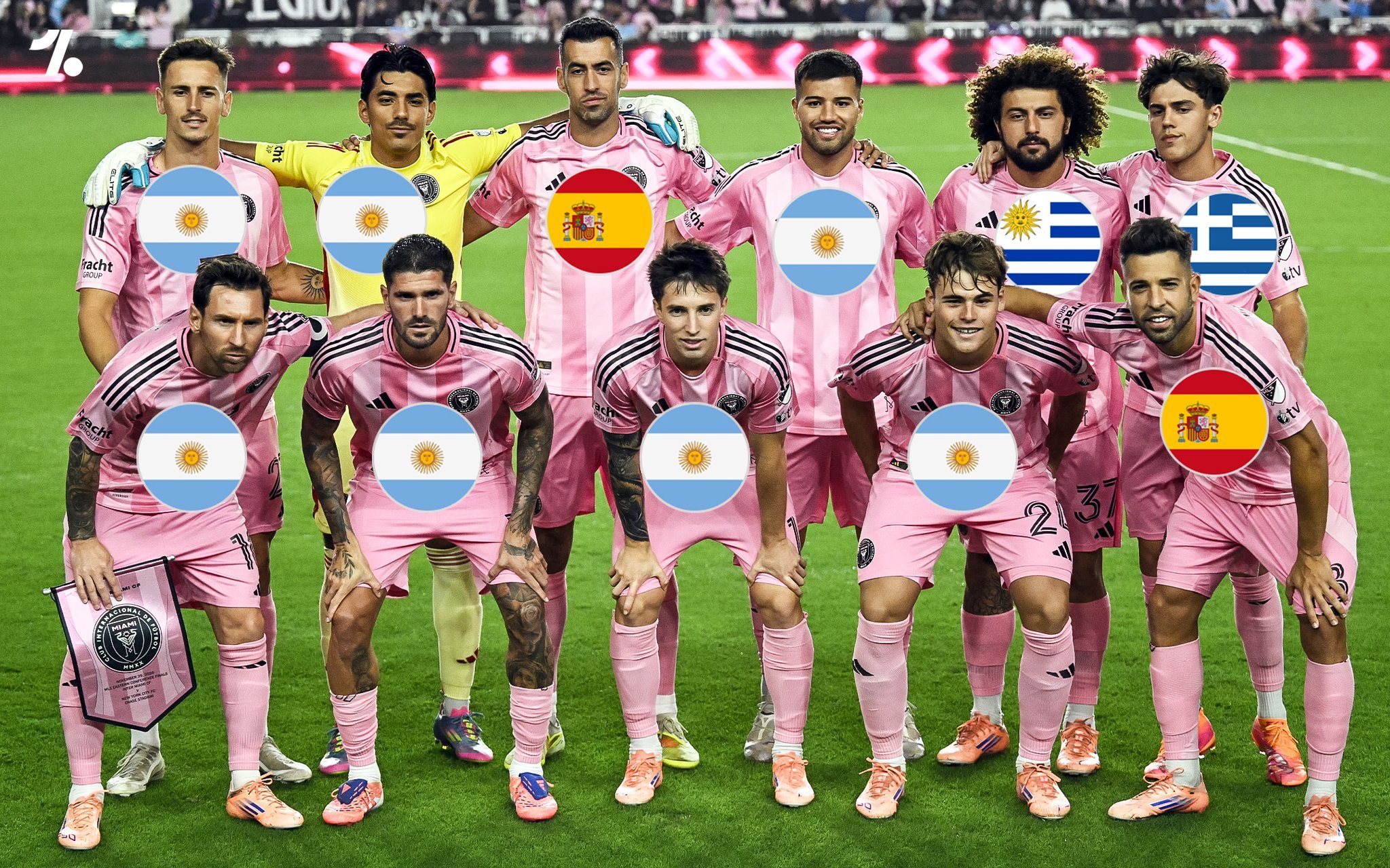 在与纽约城FC的东部决赛中，迈阿密国际队派出了七名阿根廷球员首发……这就是梅西效