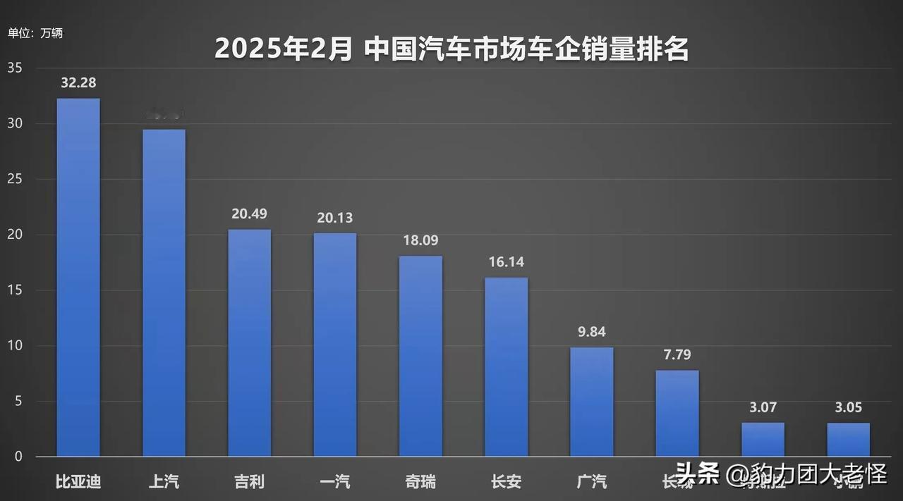 2月份中国车企销量排名来了
每年把12月销量憋到1月份上报想要拿第一的莉莉，最讨