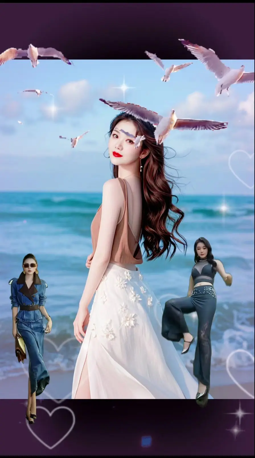 AI海边白纱少女 AI生成