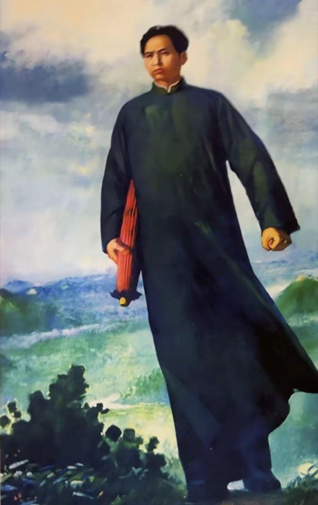 毛主席这张照片从韶山出来，意气风发的去干天下大事。 