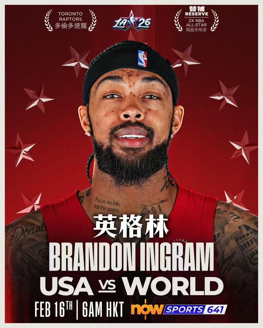 多伦多速龙英格林选手进入了全明星替补阵容 