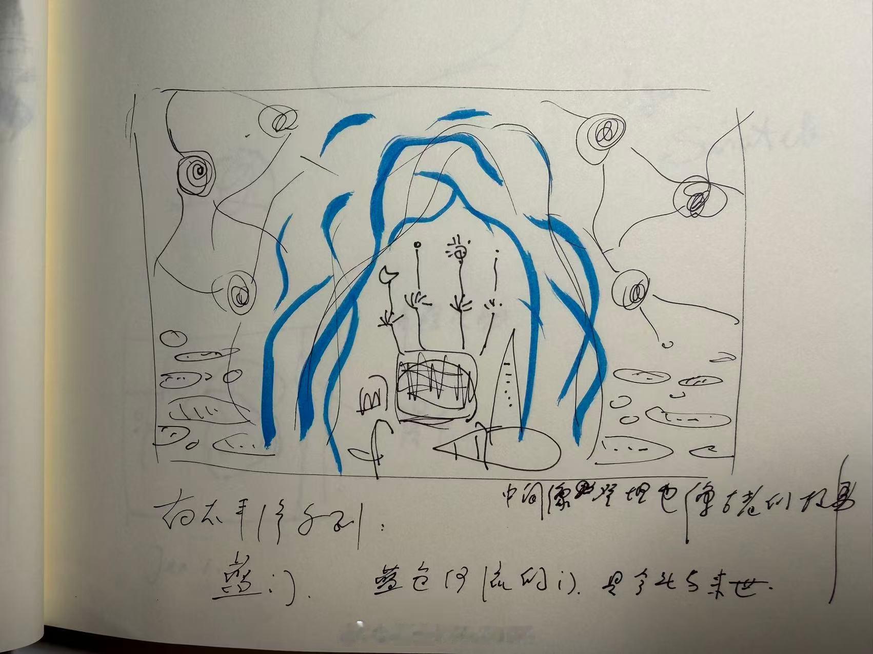等“英阿大战”前小睡一会。睡前画画。这个“南太平洋的星辰、河流和岛屿”系列，跨越