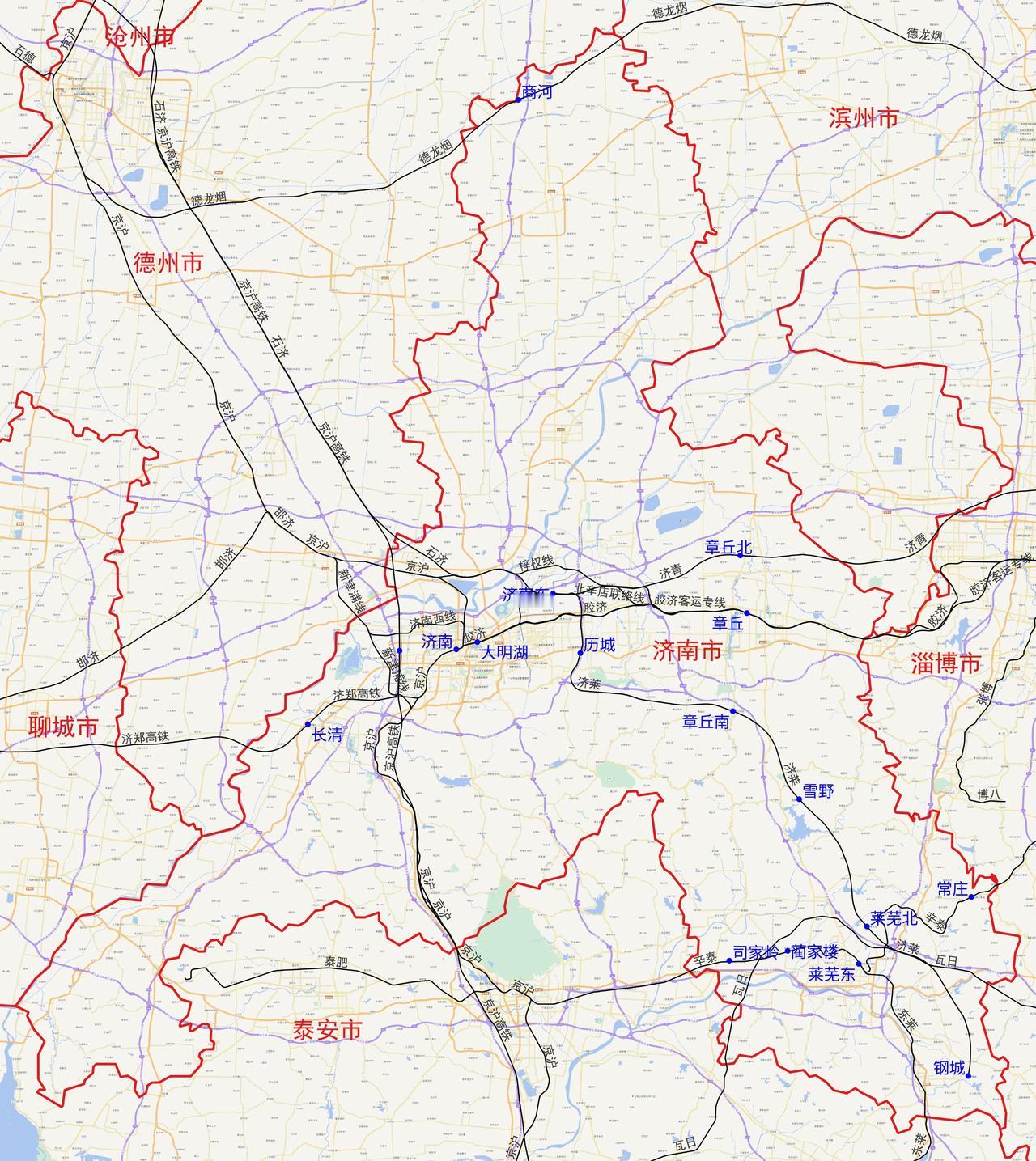 山东省济南市铁路及客运站分布图
根据铁路12306数据，山东省济南市目前有以下1
