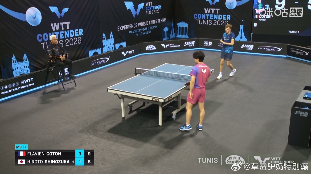 2026wtt突尼斯挑战赛男单决赛科顿4-1篠塚大登（5-11 11-8 11-