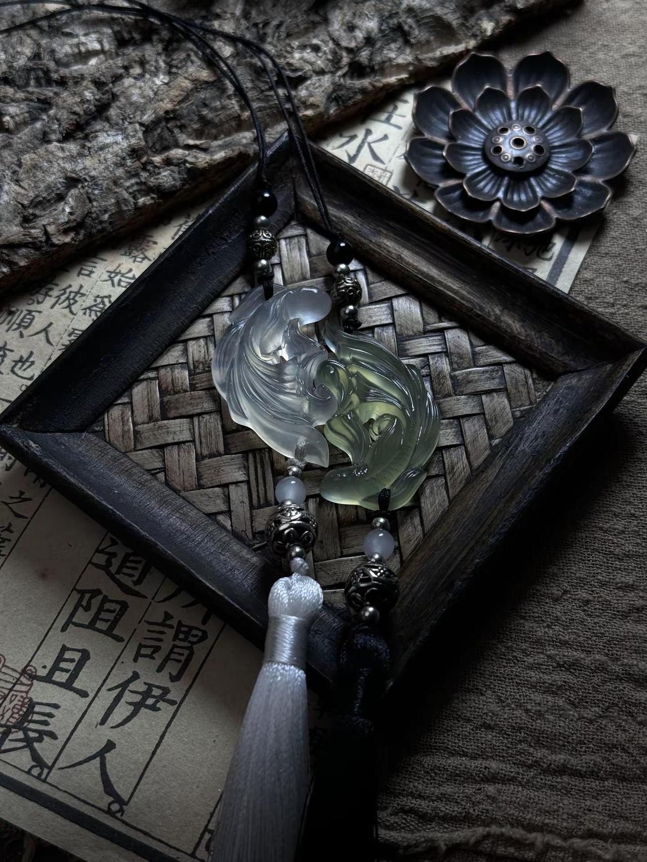 “思君如流水，何有穷已时。”双鱼玉佩 情侣 古风饰品 原创饰品