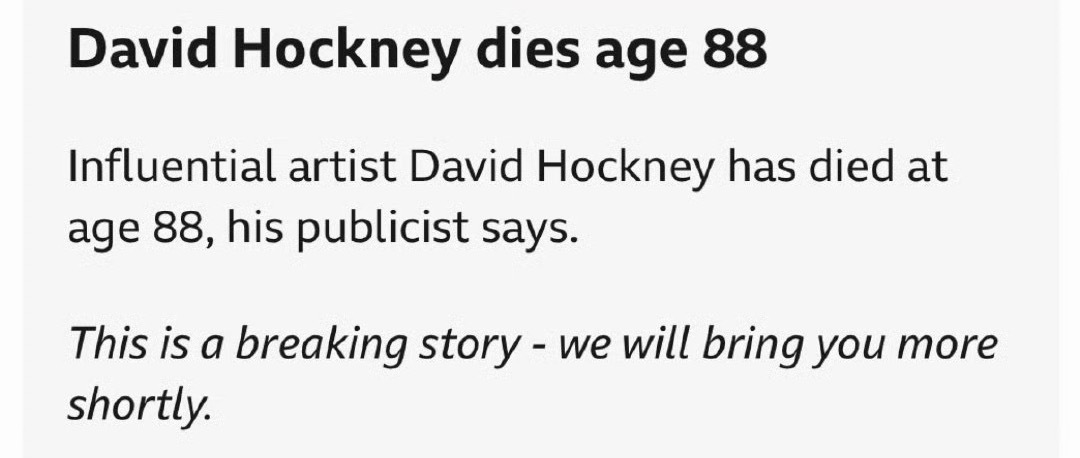 大卫霍克尼David Hockney离开这个世界了 