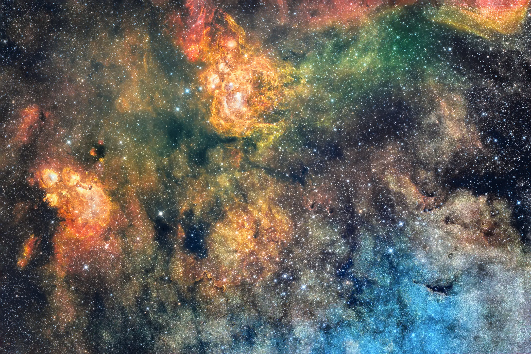 耗时43小时，我拍到的猫爪星云和龙虾星云。百忙之中还是抽空拍了一张7通...