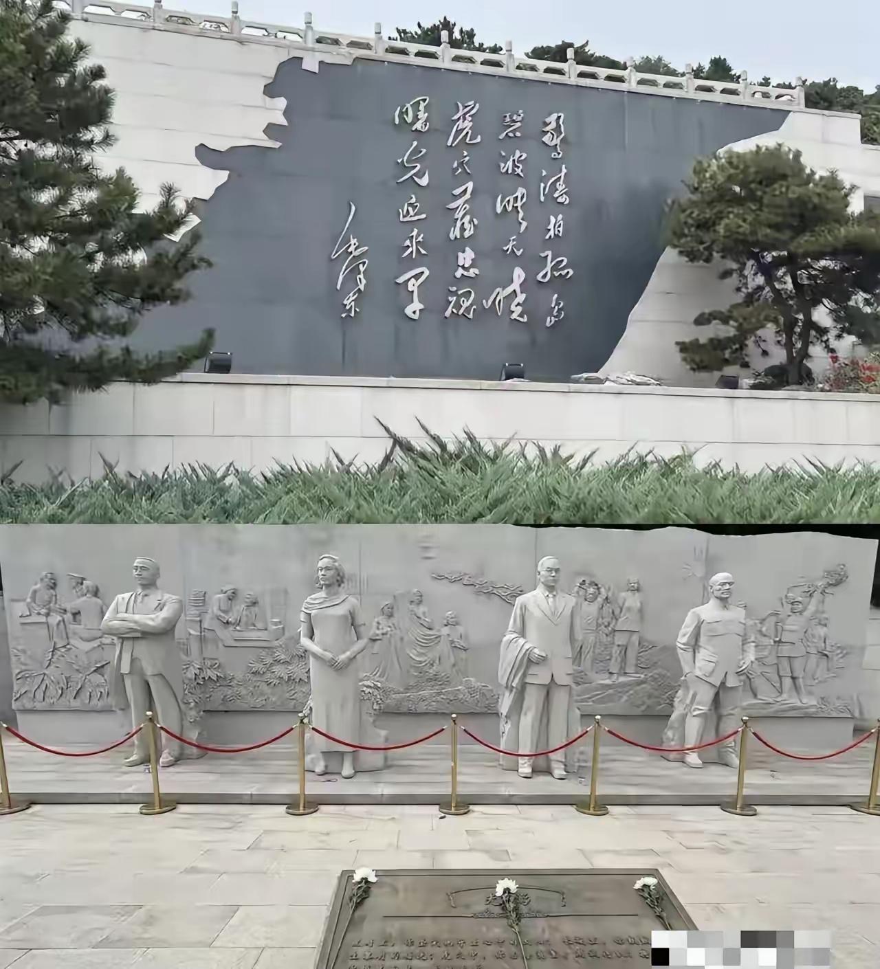 毛主席为吴石、朱枫、陈宝仓、聂曦等四位烈士题词：
惊涛拍孤岛，碧波映天晓
虎穴藏