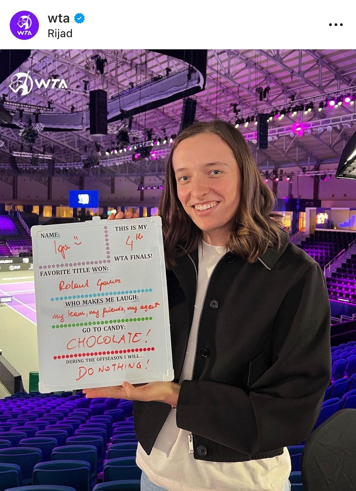 今天，俺也是DO NOTHING[doge]#利雅得wta年终总决赛# ​​​