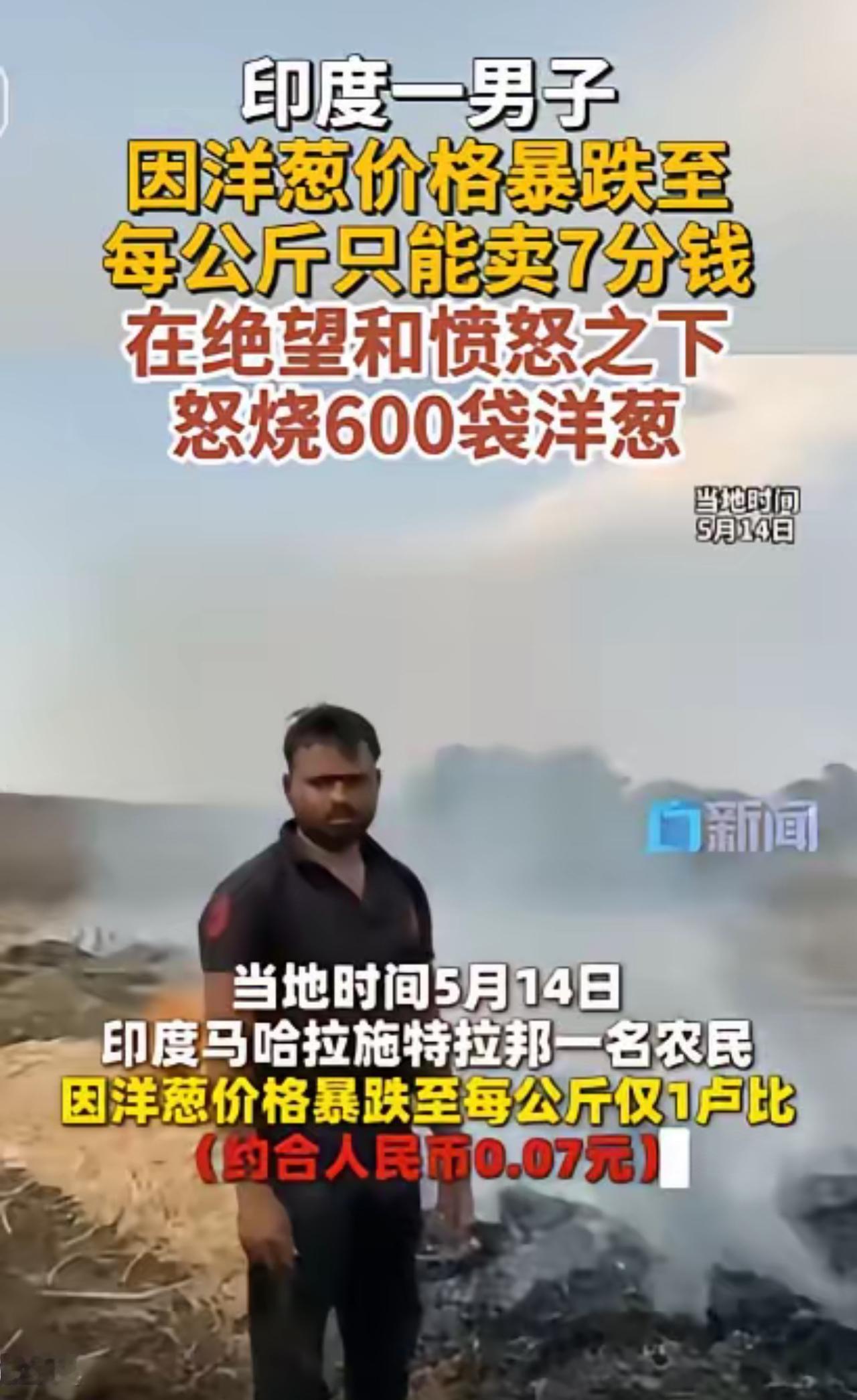 600袋洋葱付之一炬！印度农夫的绝望，照出农业体系的溃烂

印度又炸出了一则让人