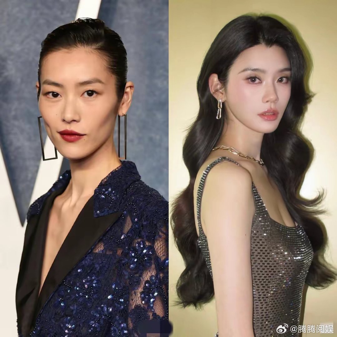 左边是刘雯，第10次登上维密舞台。右边是奚梦瑶，时隔8年再次回归维密舞台。刘雯，