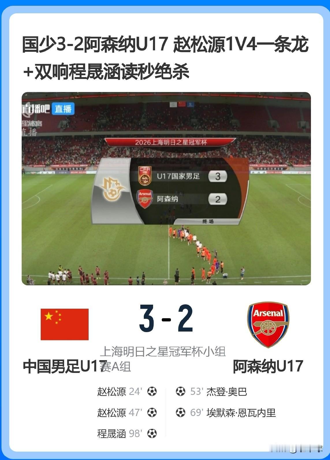 拳打阿森纳，脚踢毕尔巴[厉害]这日子不过啦？中国足球要起飞啦？
把以前从不关注青