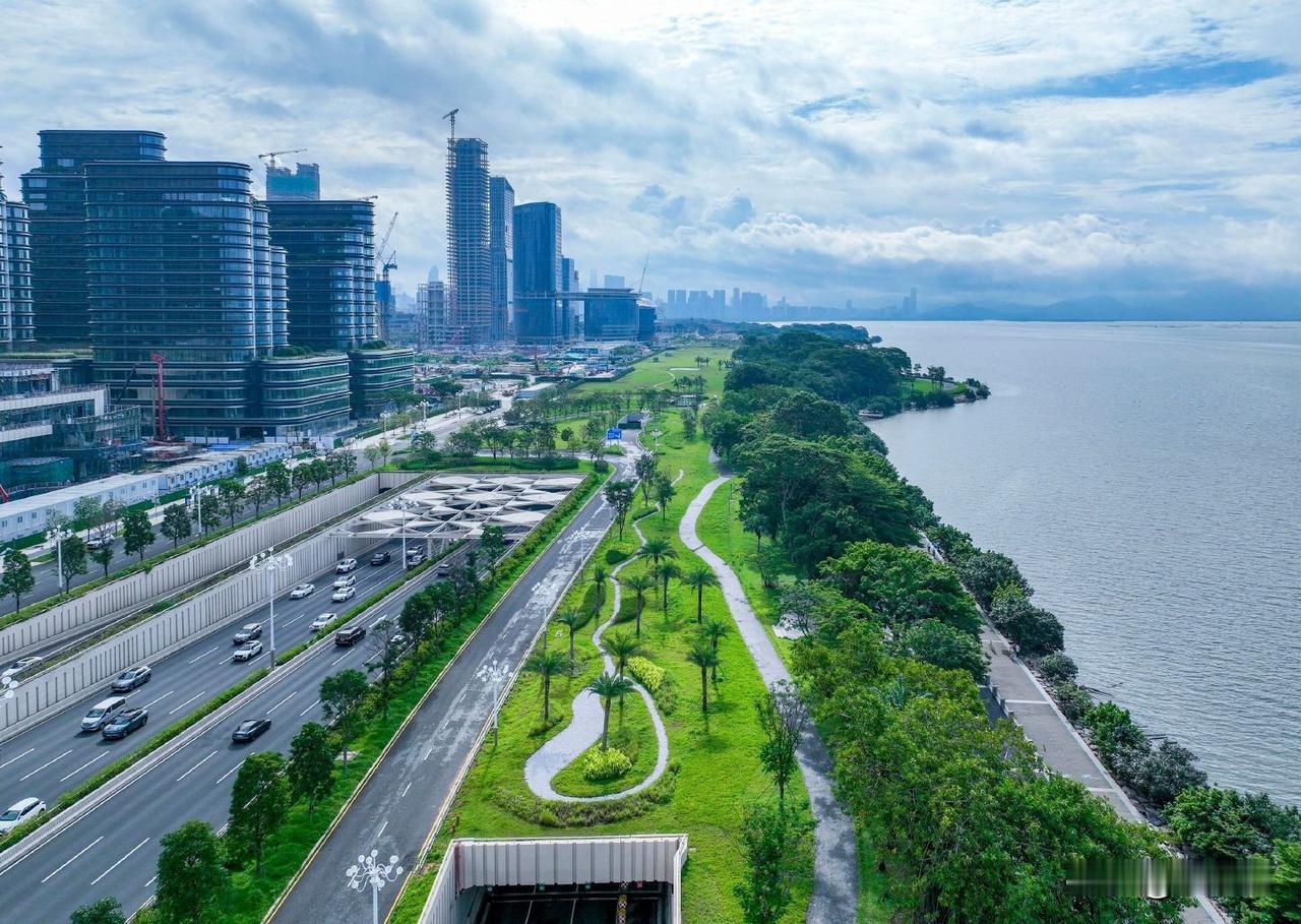 深圳湾超级总部滨海大道上盖绿地正式开放了[微风]

10.5万㎡城市绿地，直达深