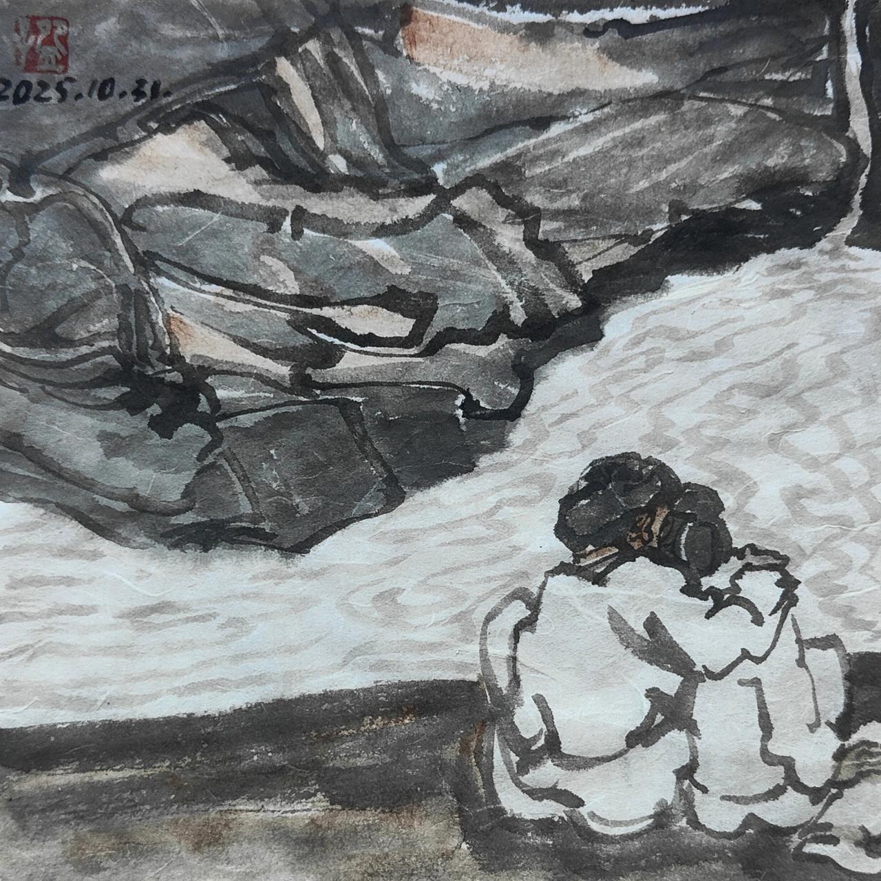 碗子的纸片水墨