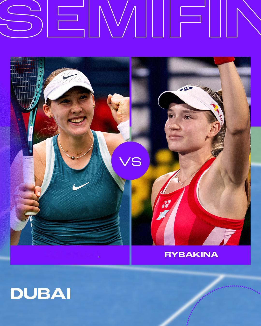 WTA1000 迪拜站四强出炉[围观]陶森 vs [14]穆霍娃[6]莱巴金娜 