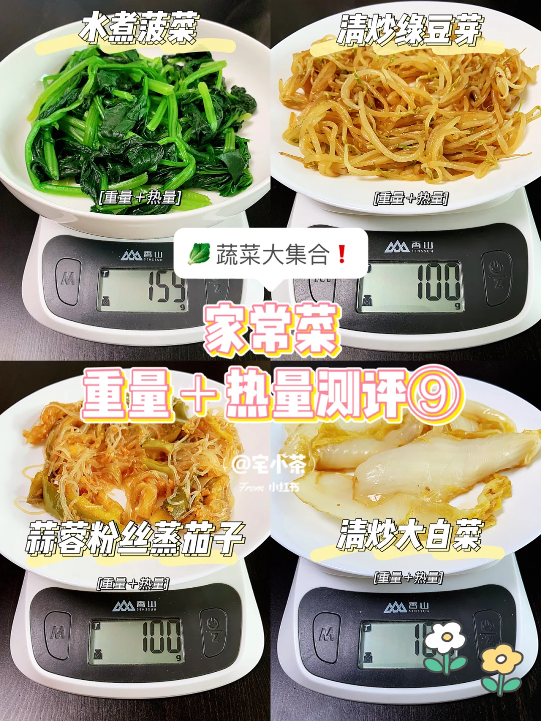 家常菜热量测评⑨菠菜/炒豆芽/炒白菜/茄子