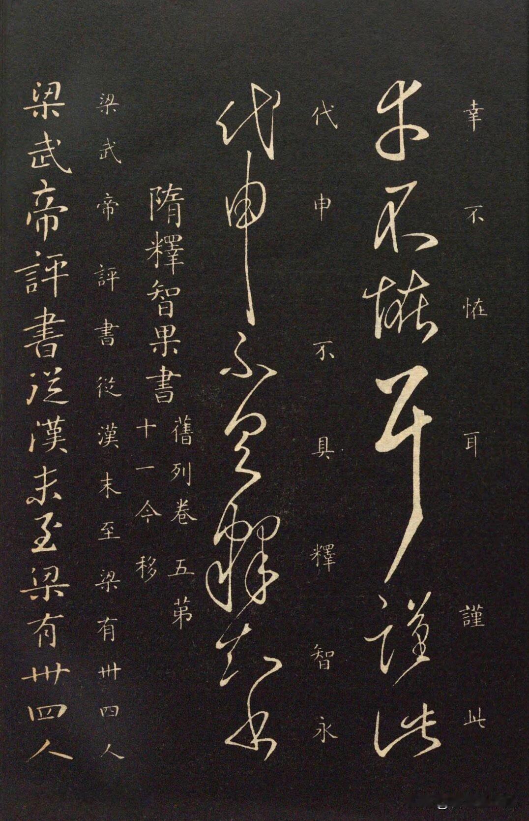 智永草书，纯正的二王家风
 
智永和尚，为王羲之七世孙，深得先祖笔法真传。
 