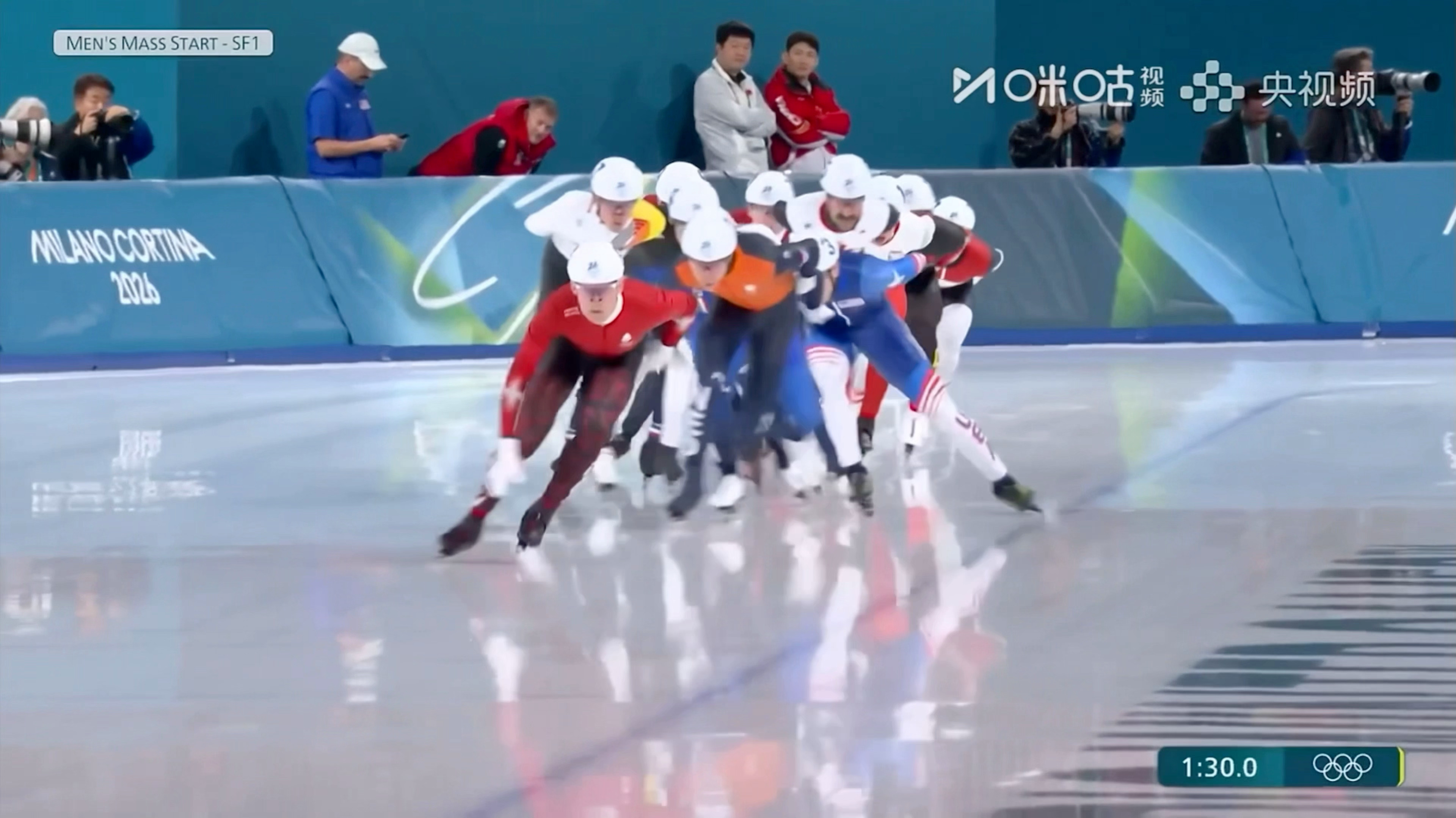 速度滑冰男子集体出发这是什么冰场独有的开火车🚄冬奥会