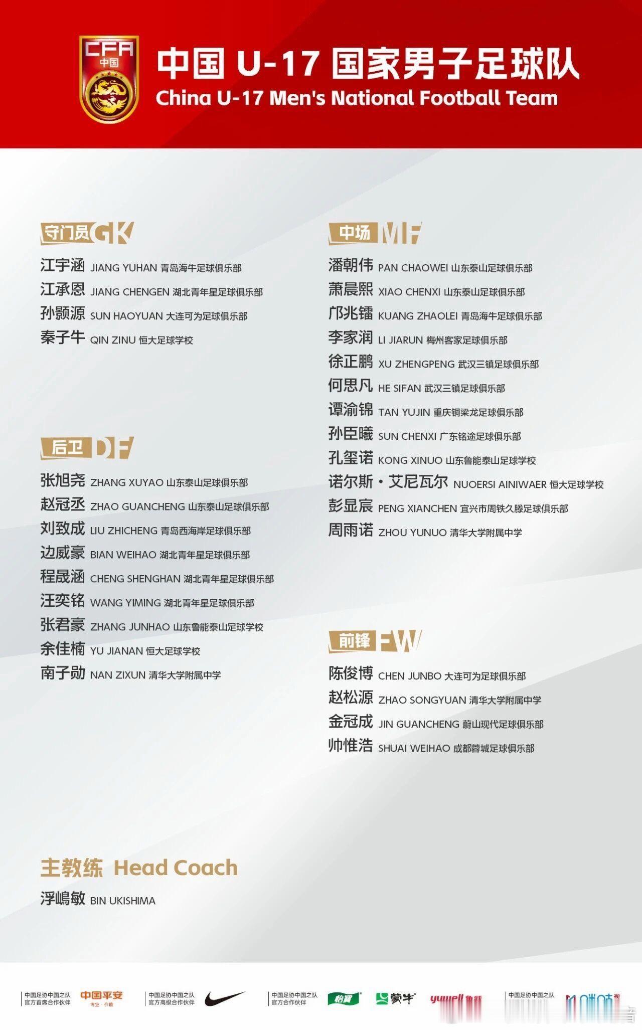 U17国足vs阿森纳将空场举行上海足协发布最新公告，受台风“白海豚”外围风雨持续