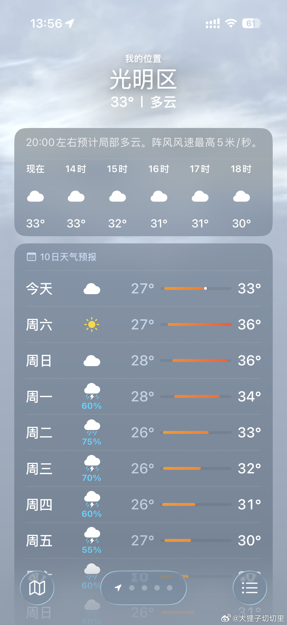 苹果和安卓天气预报谁更准 最近深圳天天下雨，想打开看哪天不下雨，发现每台手机的预