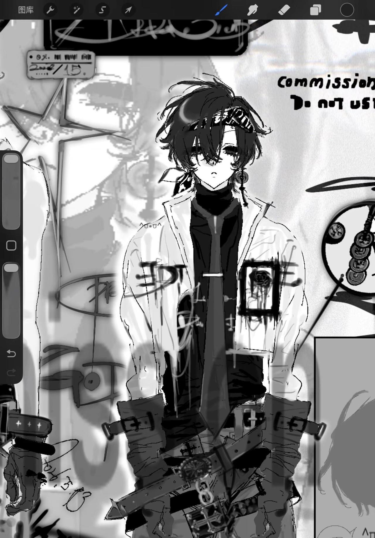 画搞穿搭。稿件展示绘画过程