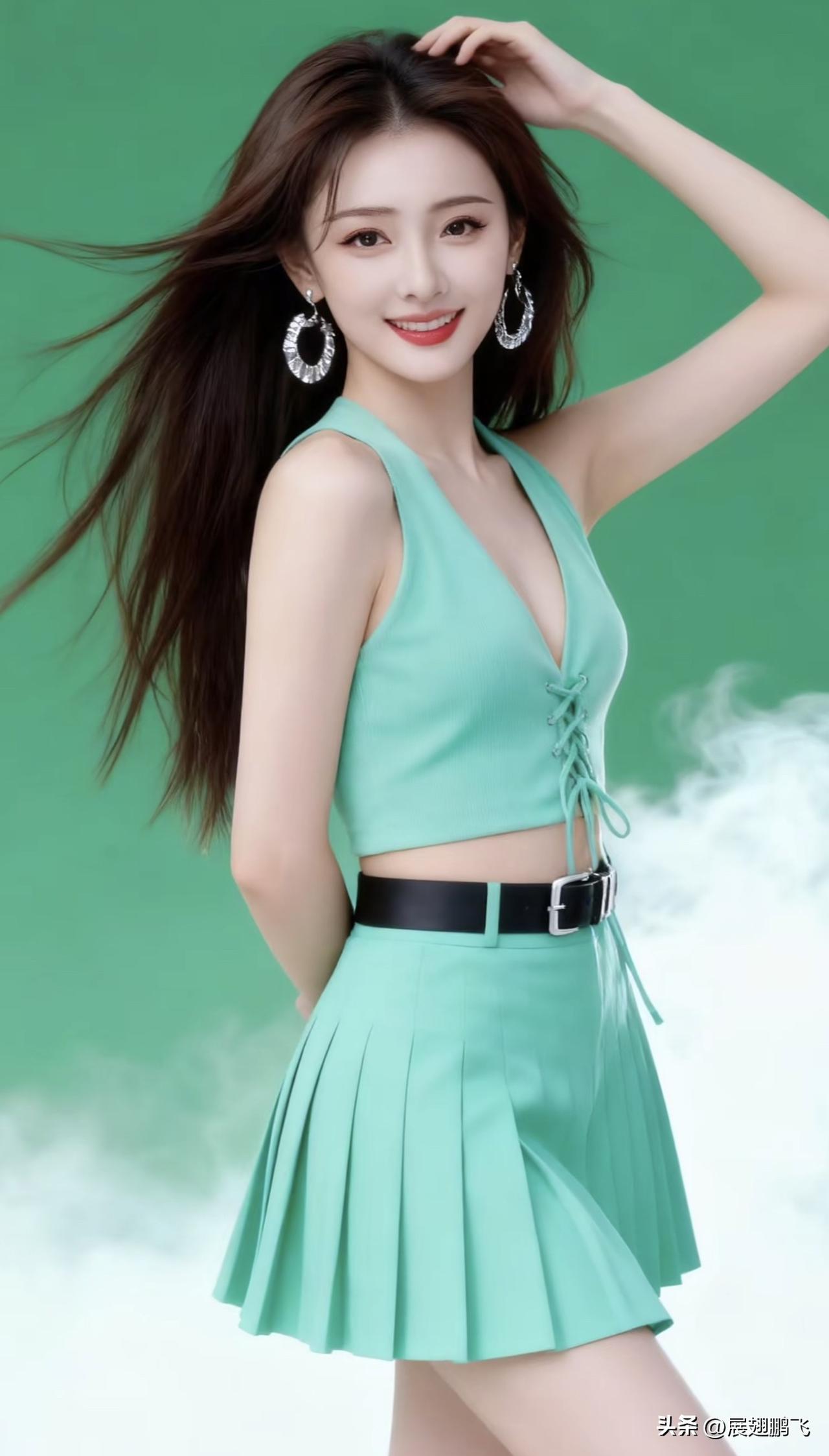 绿衣飘飘，笑靥如花。绿裙美人 绿裙花漾少女 绿裳春景照 绿裙花漾少女 绿裳春景照