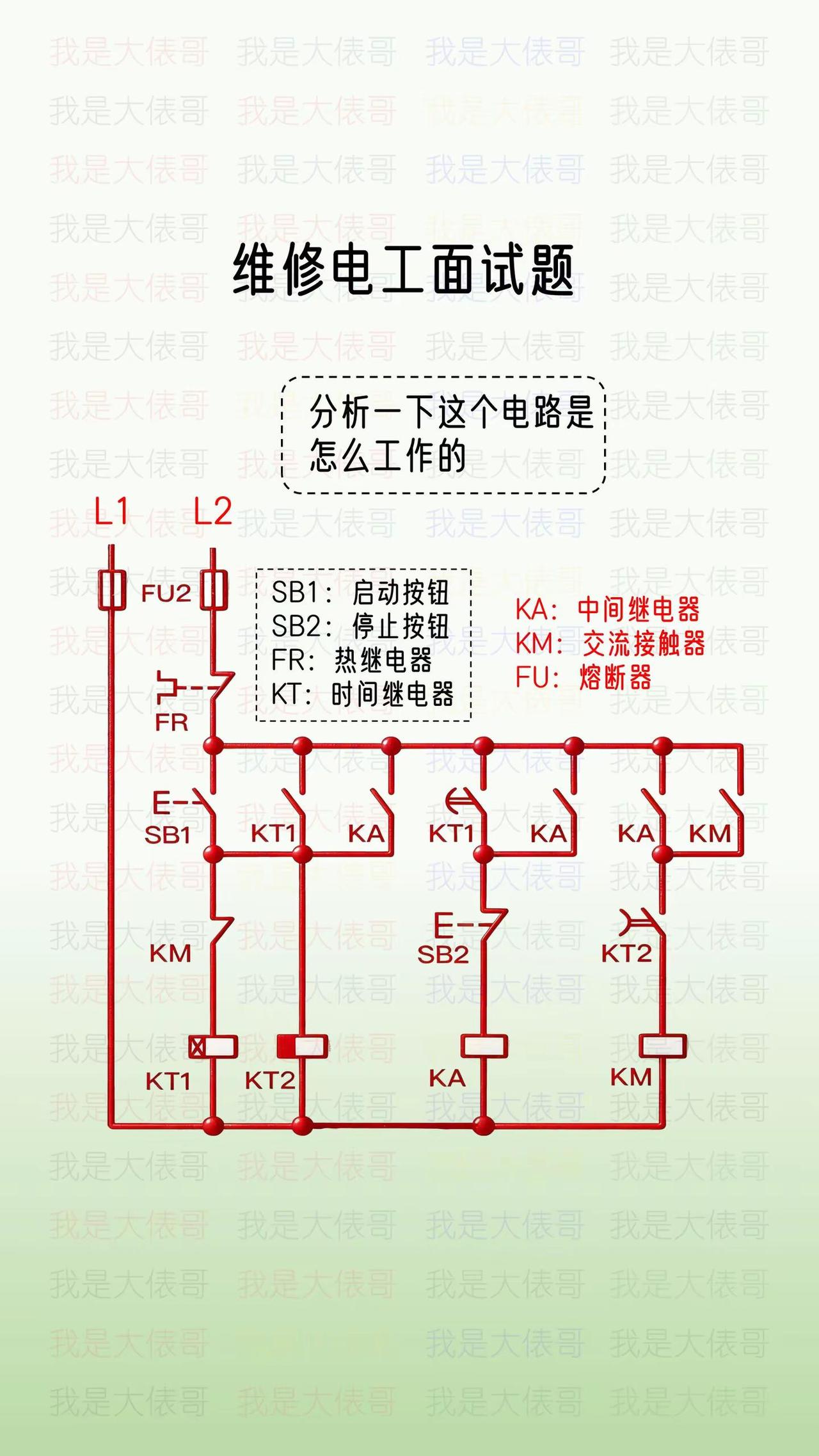 维修电工面试题，分析一下这个电路。零基础学电工 电工知识 电工基础知识 电工教学