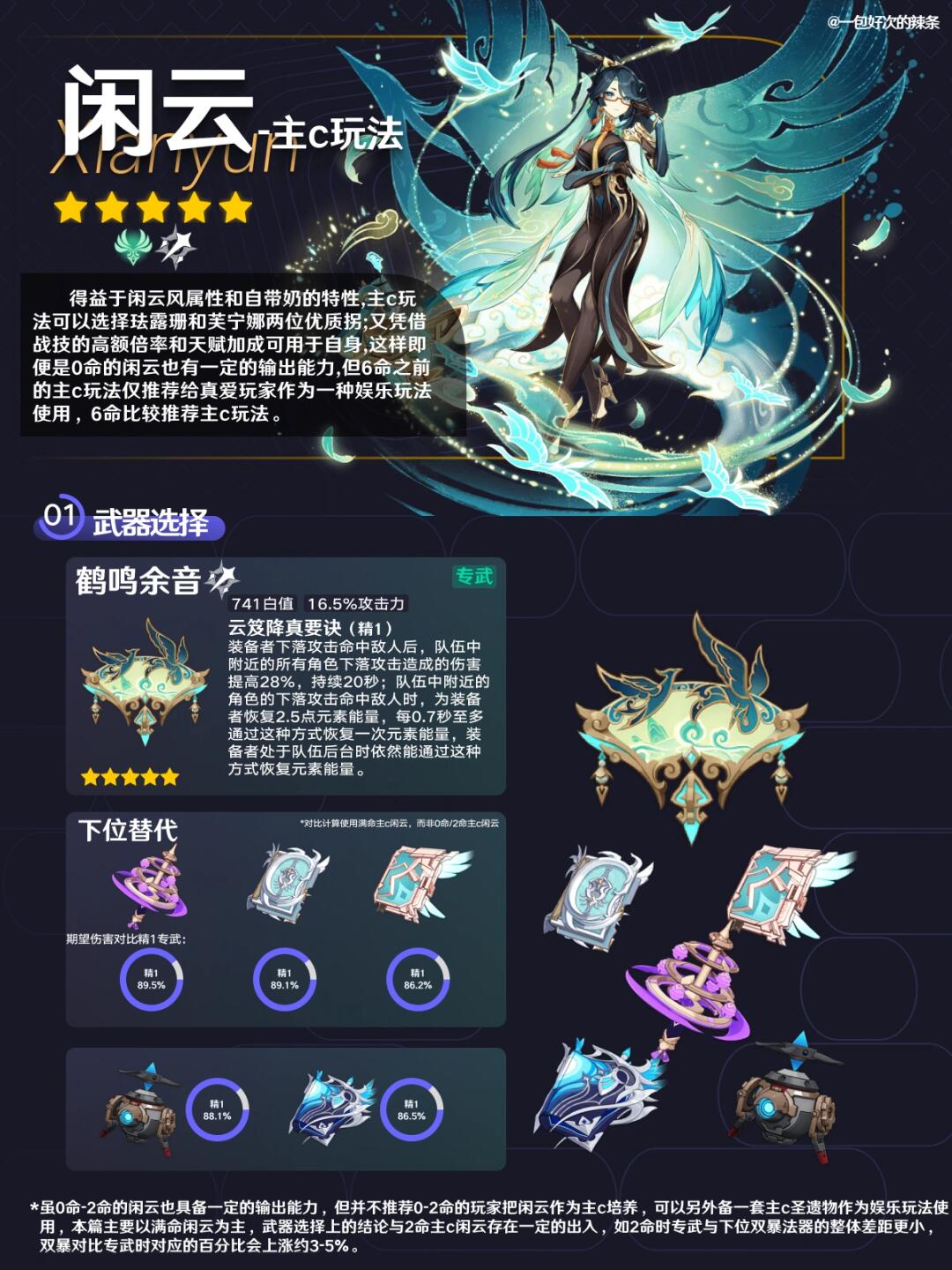 奶妈也能打输出！？主c闲云培养指南