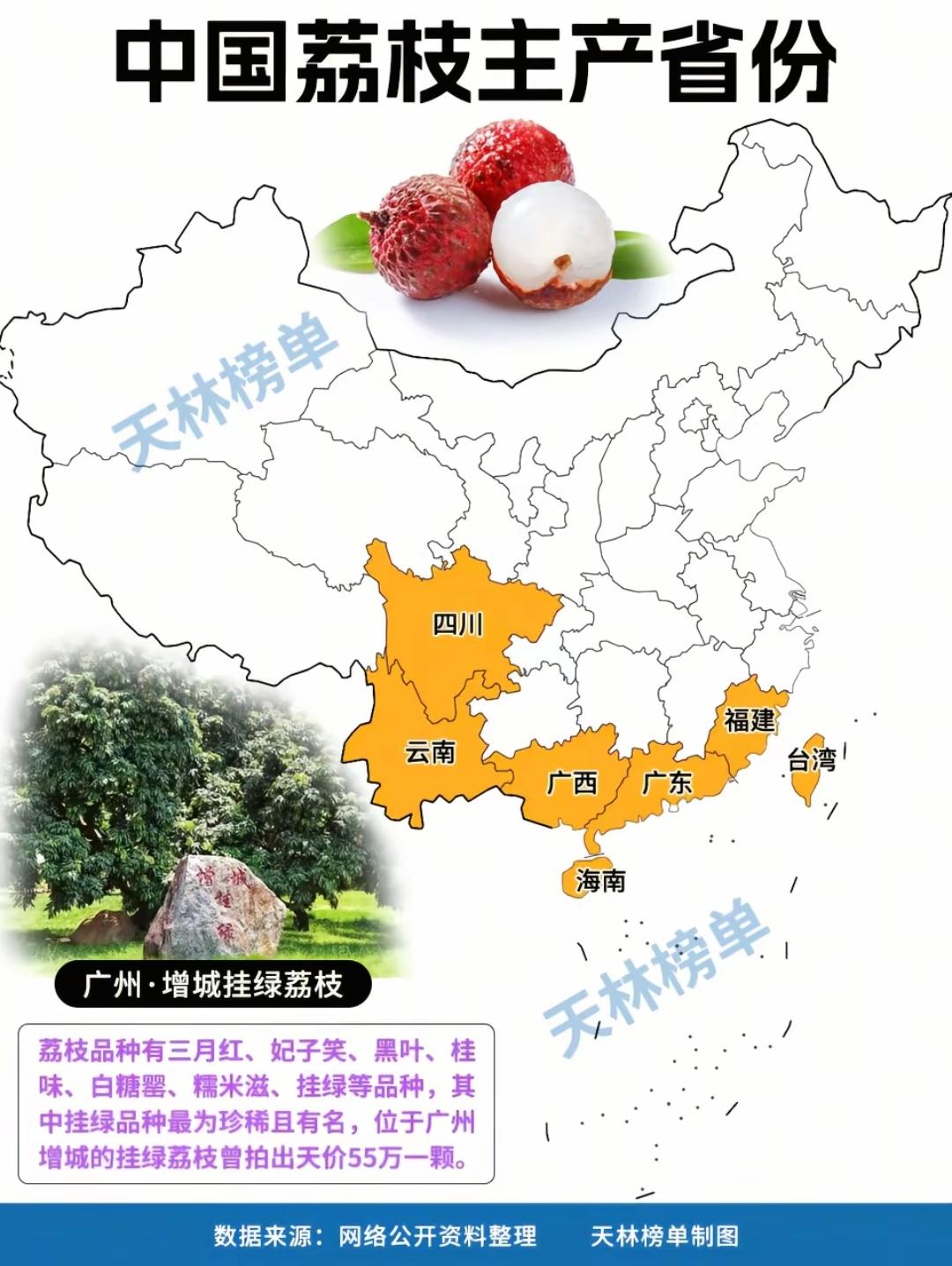 中国荔枝主产省份。四川产荔枝的是川南，不是攀枝花。宜宾大塔荔枝，泸州合江荔枝，乐
