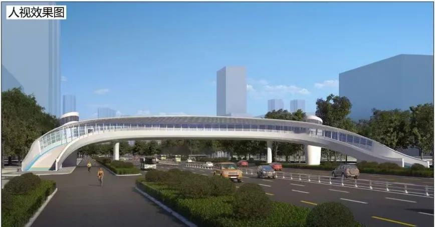 高新万达商圈增设过街天桥！
如图所示，济南高新万达附近增设人行过街天桥，具体位置