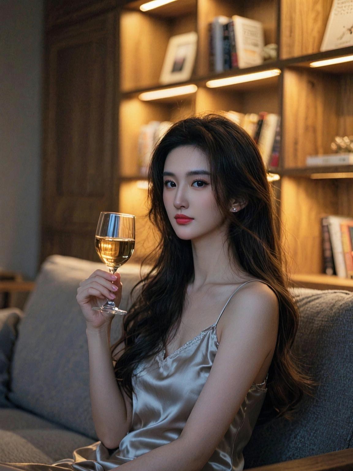 独处喝酒照 抖音ai创作 氛围感美女 每日分享 同款