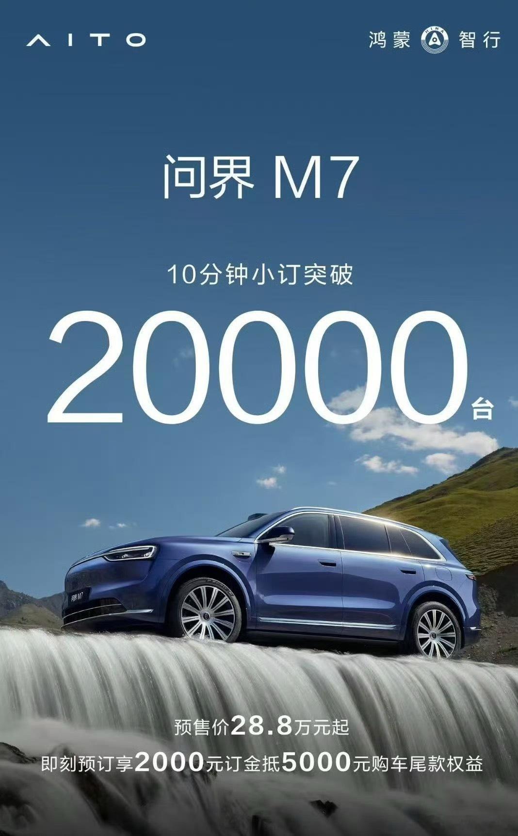 新M7 10分钟小定20000台了[泪奔]太强了[允悲] ​​​