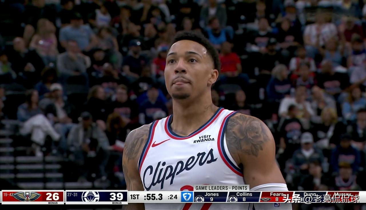 快船新星乔丹-米勒真是太出彩了！在今天进行的快船和鹈鹕的比赛中，目前双方的上半场