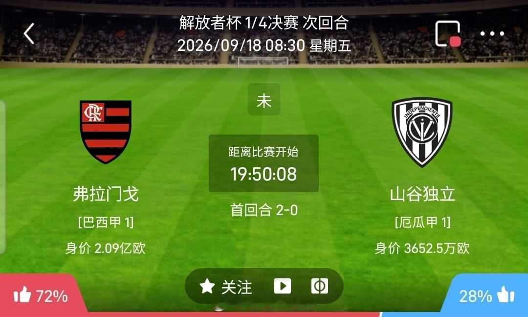 【足球】周四011解放者杯方向：弗拉门戈vs德尔瓦耶独立解放者杯：弗拉门戈VS德