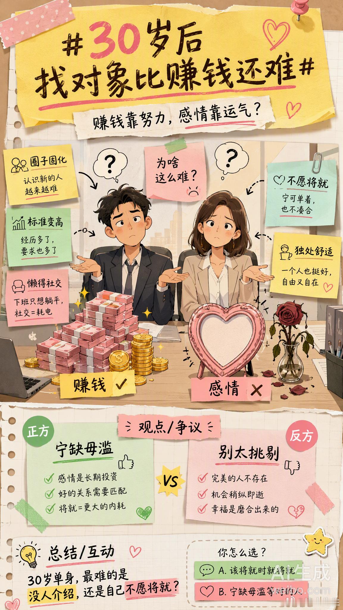 30岁后找对象比赚钱还难 这个话题又上热搜了，评论区看得人五味杂陈。赚钱好歹是「
