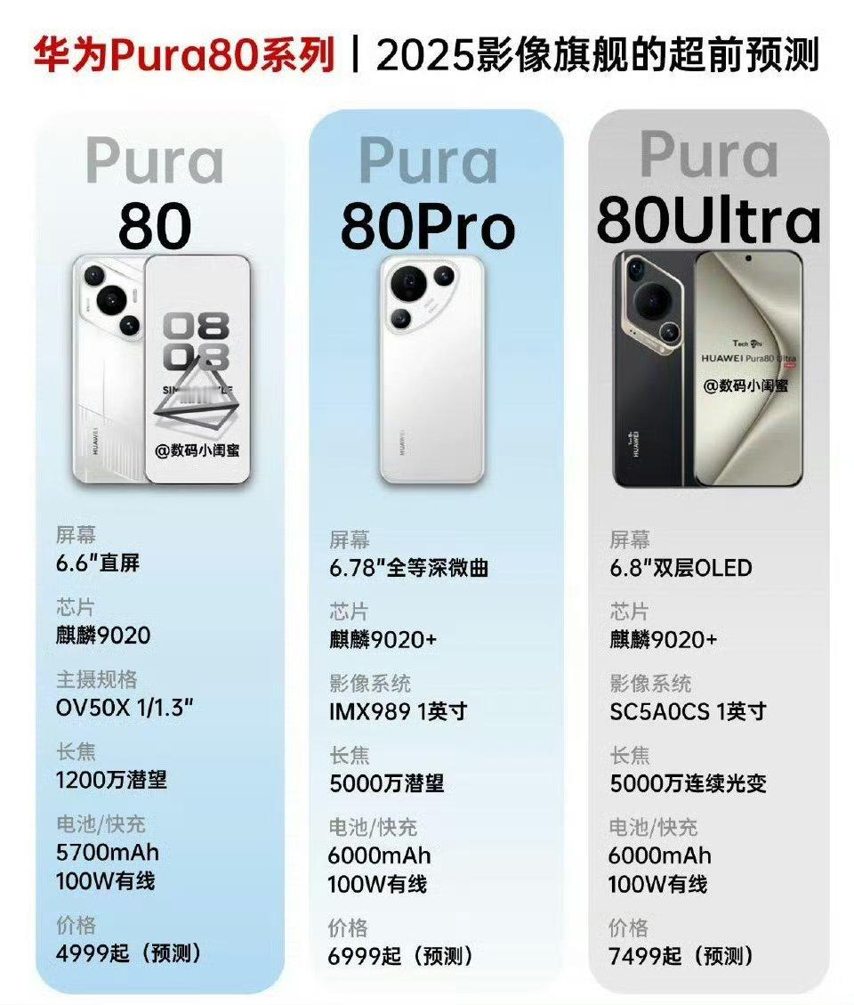 这个是网上关于华为Pura80系列配置的预测，你觉得肿么样？有多少会是？ ​​​