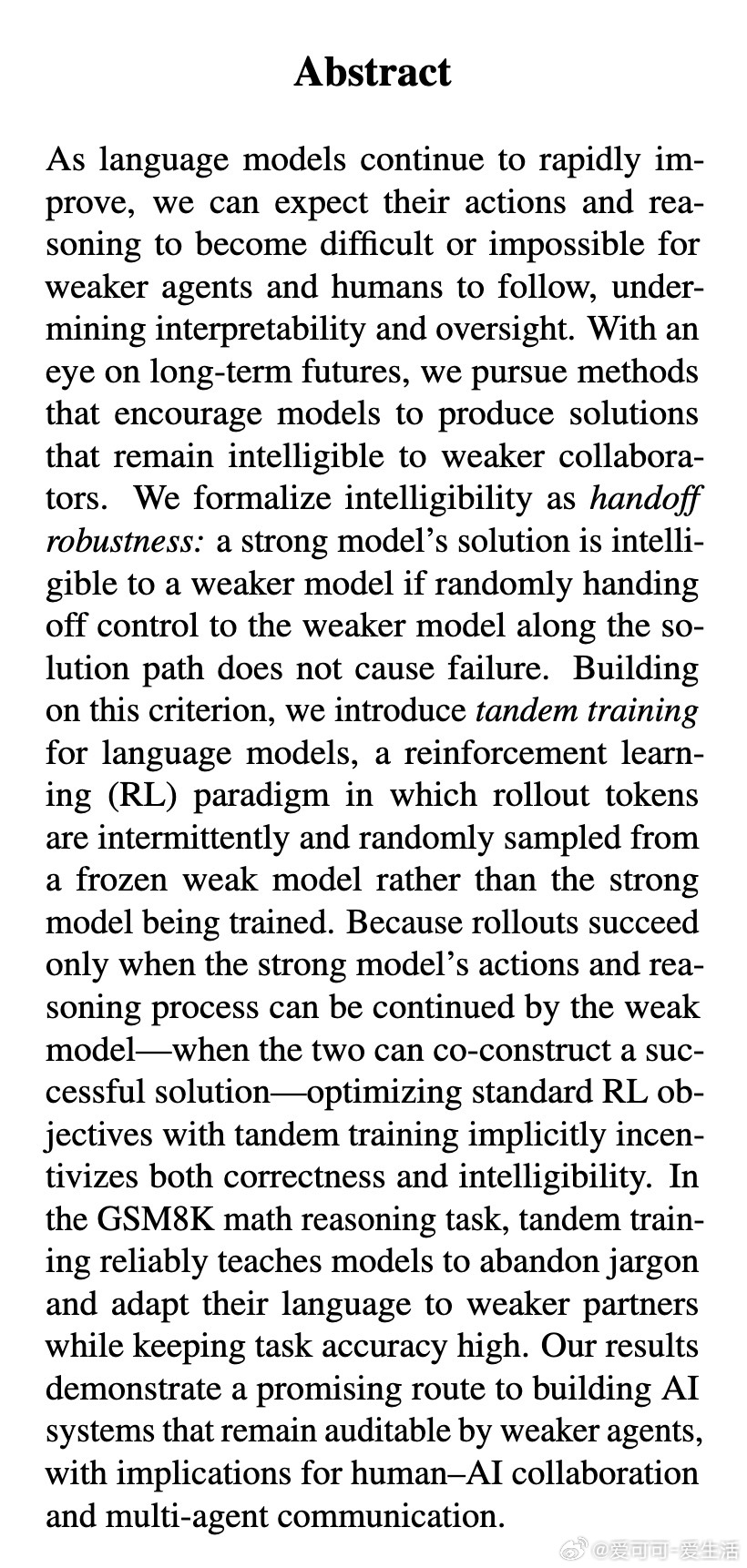 [LG]《Tandem Training for Language Models