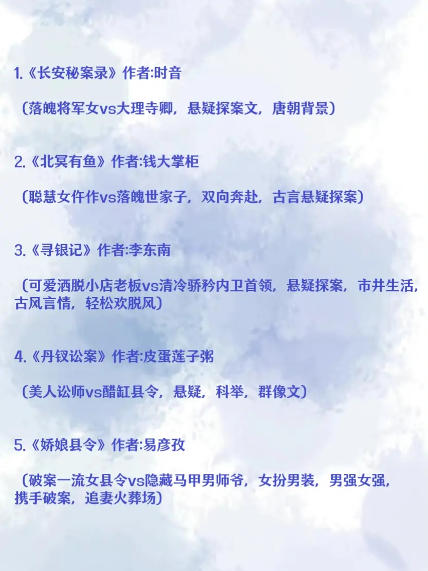 古言探案文合集，悬疑科举群像还有朝堂天下