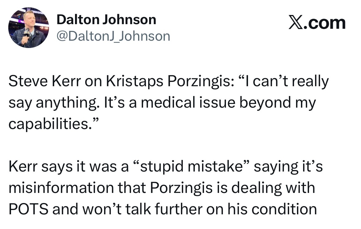 波津到底什么病，科尔无可奉告…科尔在谈到波尔津吉斯时表示：“我真的无可奉告。这是