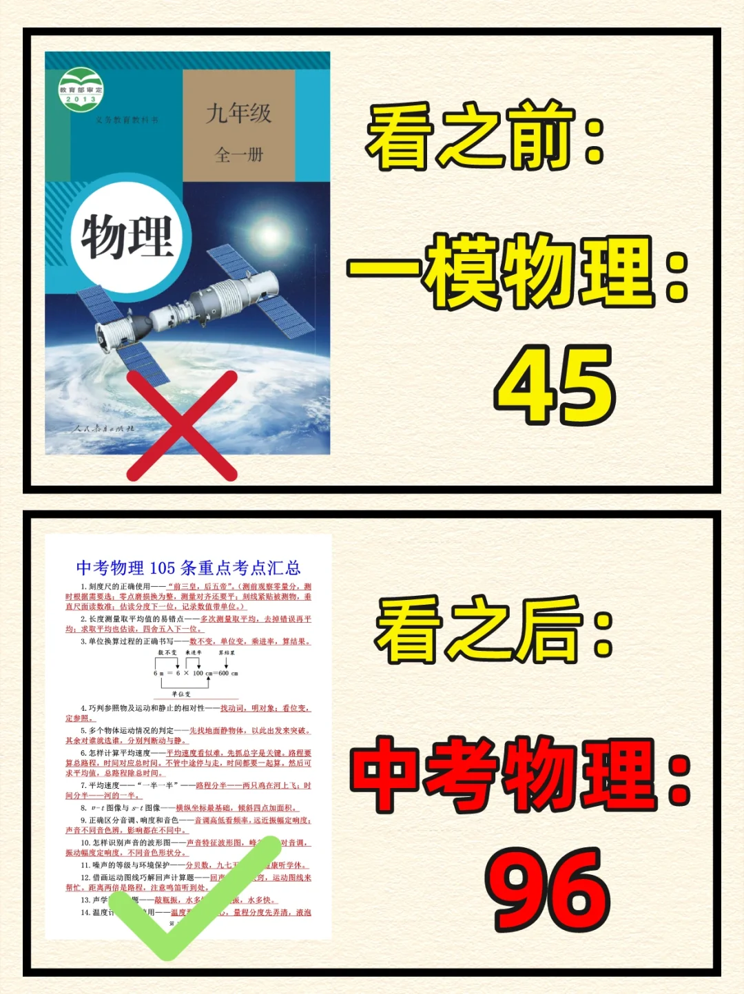 2024中考物理105条常考知识点汇总🔥