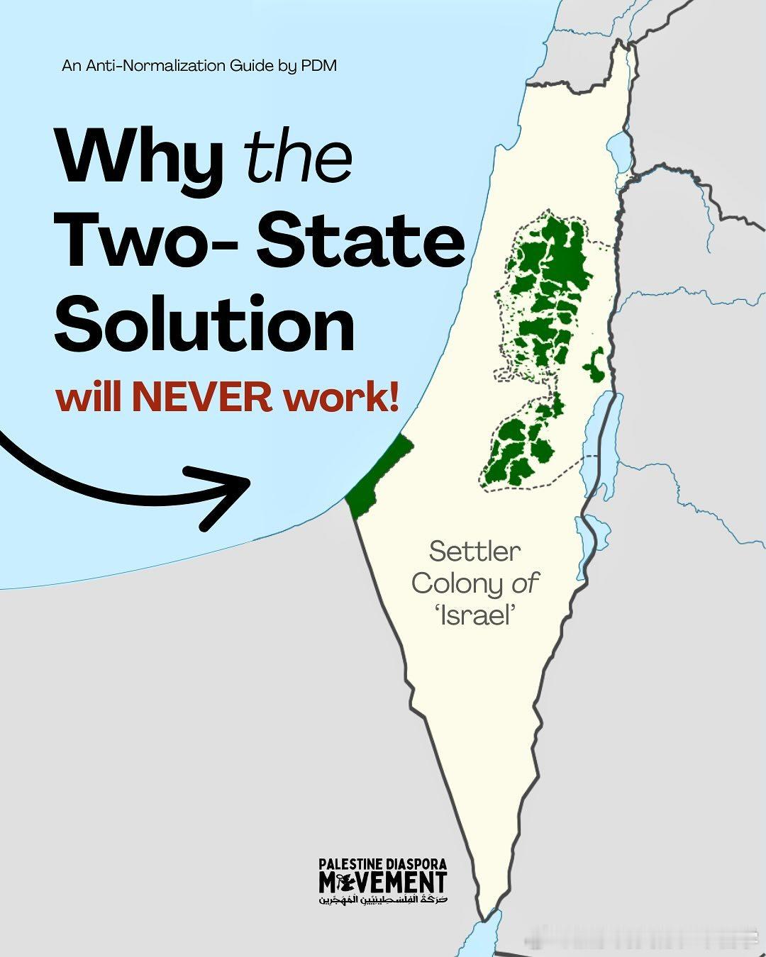 🟥七十七年多来，所谓“两国方案”一直是西方的谎言。其目的是为犹太复国主义对巴勒
