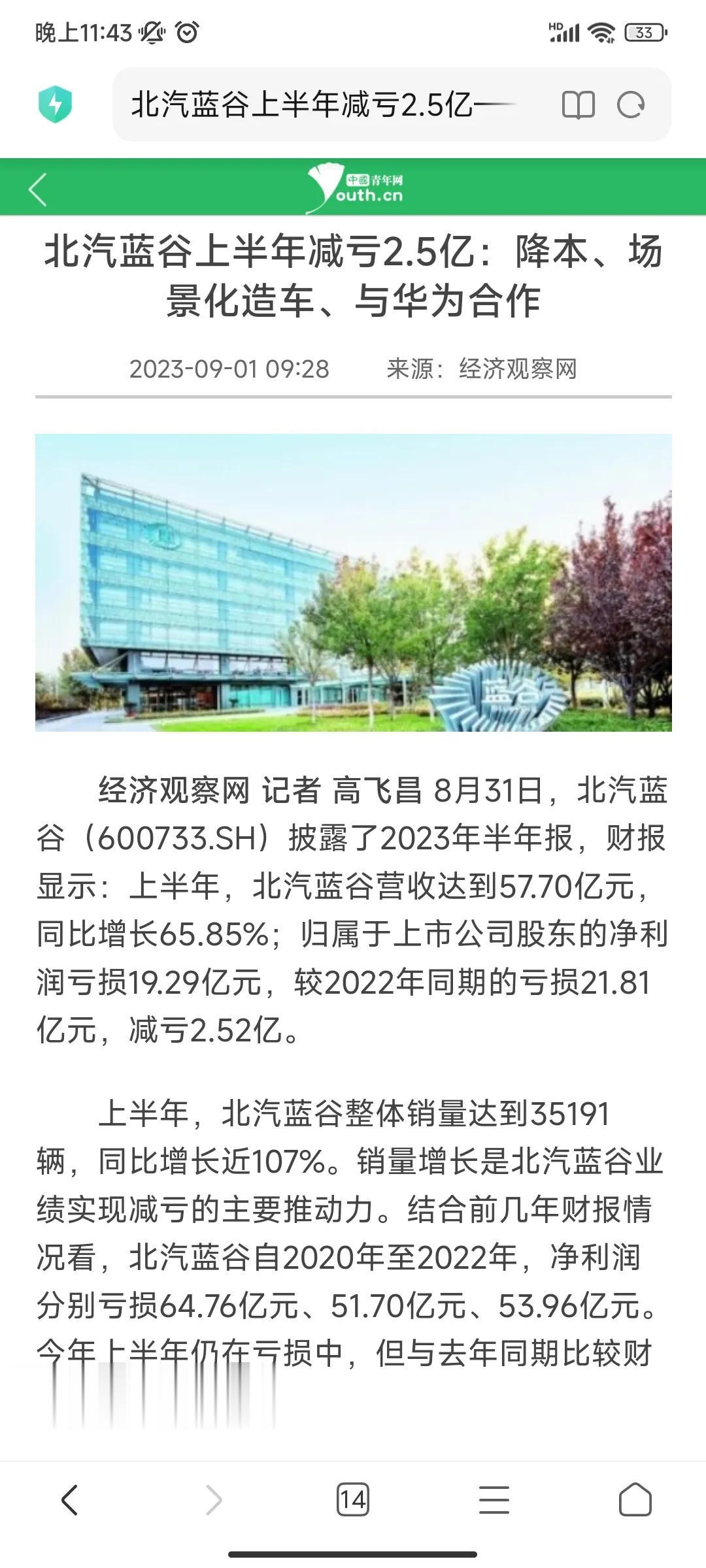 北汽蓝谷上半年减亏2.52亿，虽然仍在亏损中。但财务指标比去年同期向好。

让我