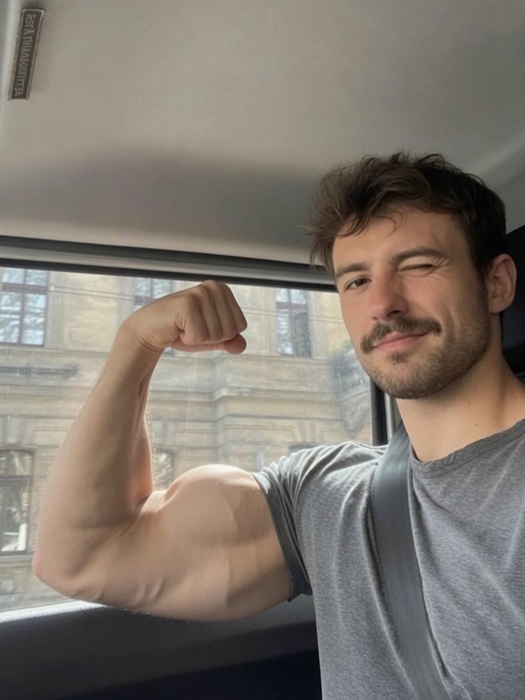 hot daddy type He winks at me. 