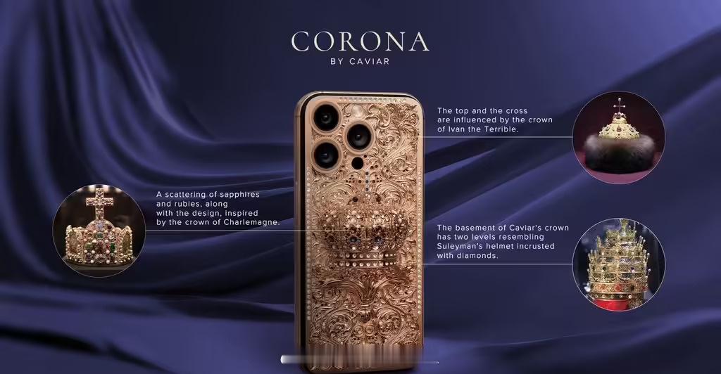 全球最贵iPhone16ProMax登场 18K 纯金制成的皇冠，机身镶嵌 40