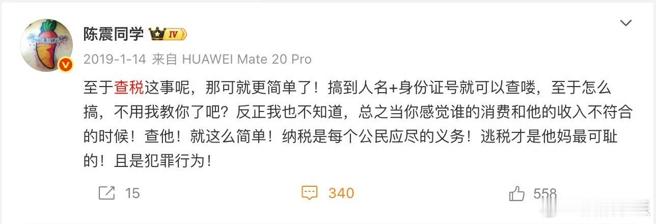 陈震偷税案震哥原来上午公司因欠税三千是个预告啊……下午就爆出来偷税追缴并罚共计2
