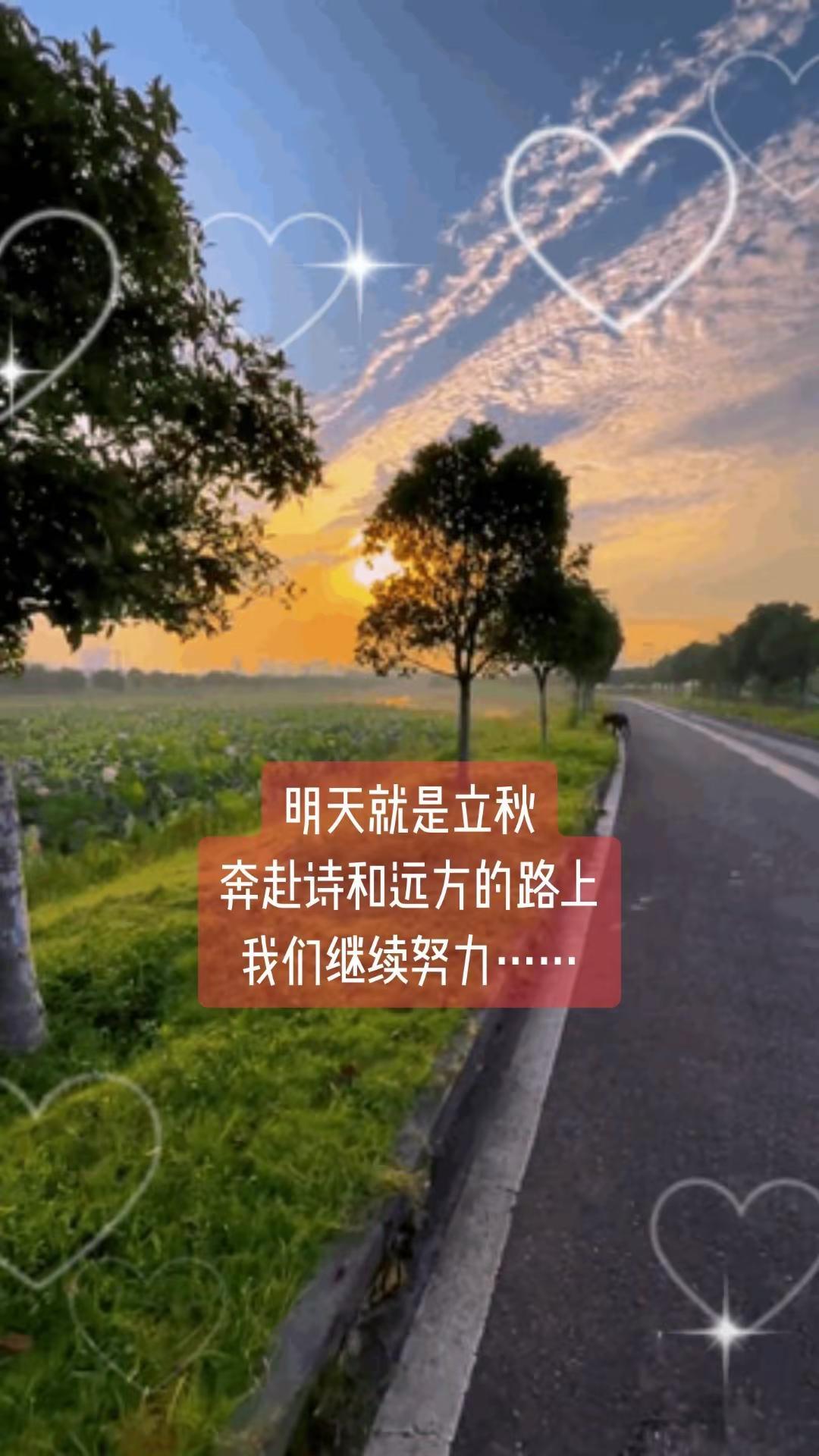 明天就是立秋，我们继续奔赴诗和远方的路上。日落 乡间小道的落日 落日与乡间小路 