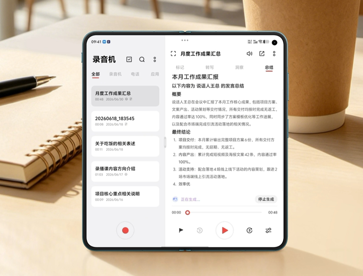 折叠屏控虾秒变AgentPhone开会的时候不用手忙脚乱记笔记了，展开放在桌上，