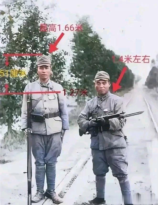 抗日战争时期，日军“甲等兵”和“丙等兵”的合影。此时的日本人普遍长得不高，这也是