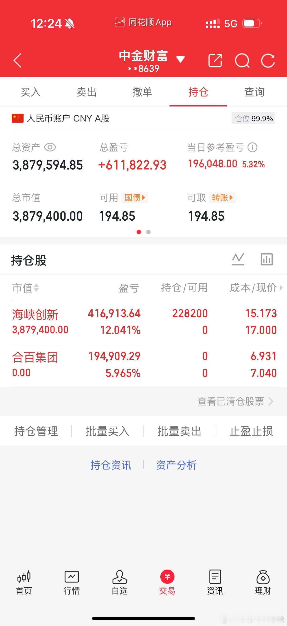 300万本金，目标1年做到1500万，1年翻五倍，欢迎各位前来验证！（第11天）